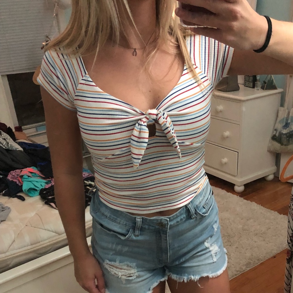Forever 21 colorful striped crop top